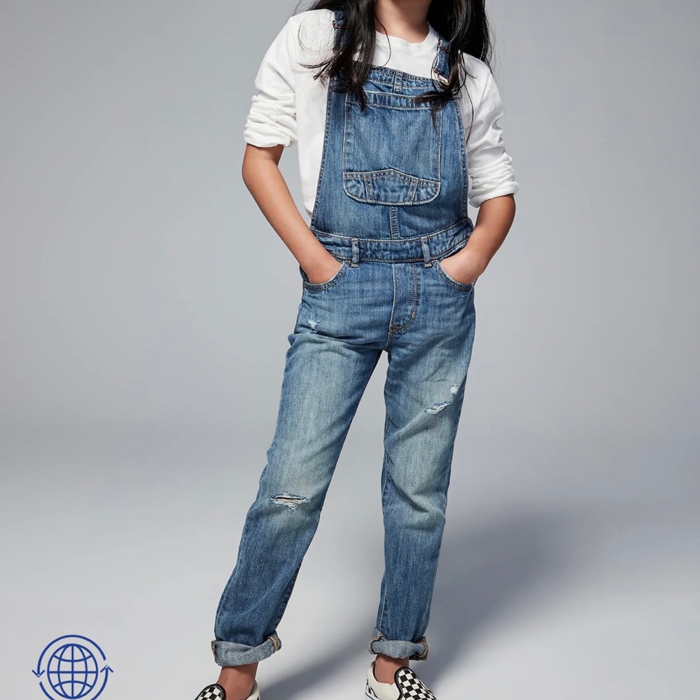 Gap denim distress overalls